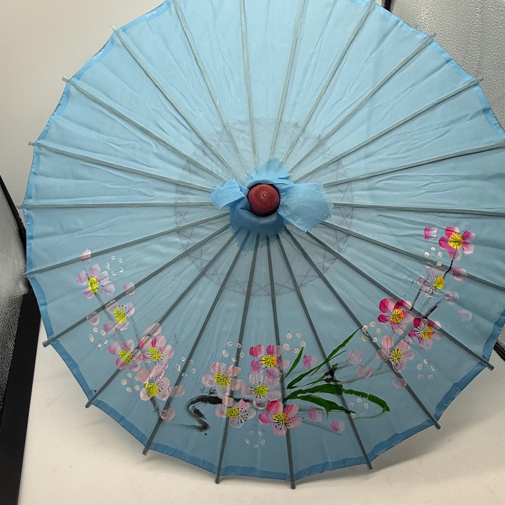 Paper parasol Umbrella lot‎ Blue Green Floral Cherry Blossom Bamboo SEE NOTE